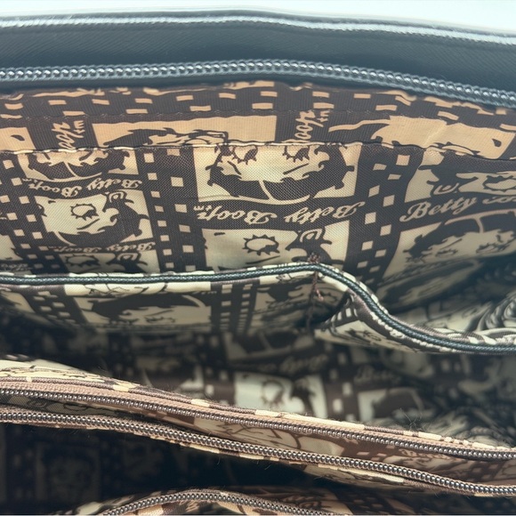 Betty Boop Black Shoulder Double Straps Purse Tote Bag Embellished Handbag - Picture 9 of 16